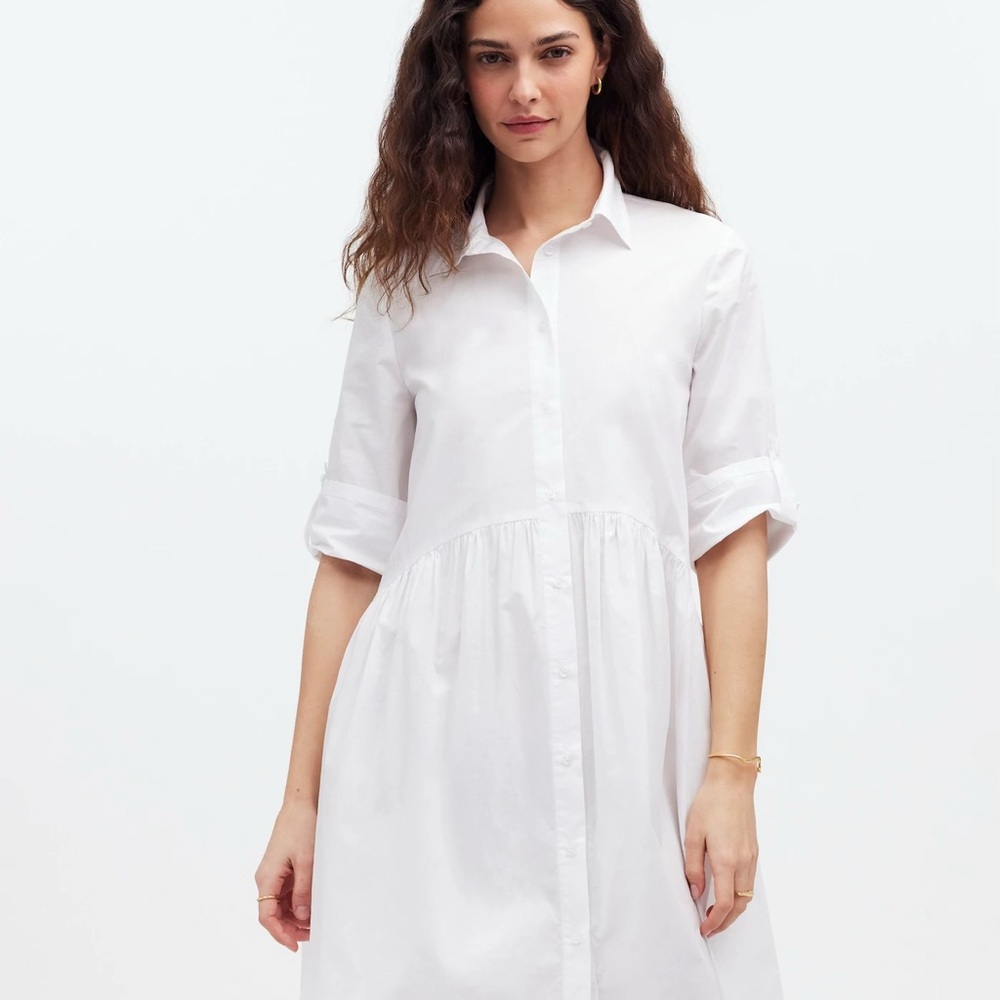 NWT Madewell Button-Front Mini Shirtdress in Poplin Women's Regular XXS Resort - Picture 3 of 11